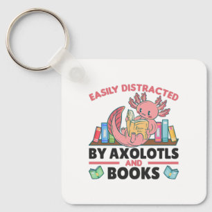 Chaveiro Facilmente Distraído Por Axolotls E Livros