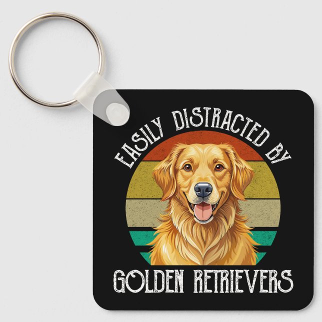 Chaveiro Facilmente Distraído Por Golden Retrievers (Frente)