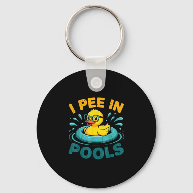 Chaveiro Faço xixi em piscinas divertido sarcástico com pat (Frente)