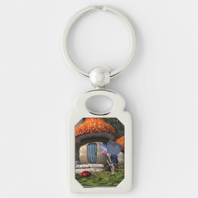 Chaveiro Fada De Cabelo Rosa Bonito Encontra-Se Com Ladybug (Frente)