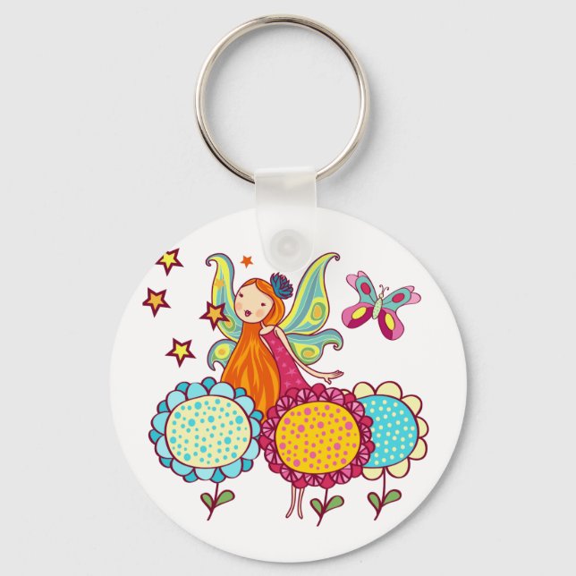 Chaveiro Fada do jardim com flores (Frente)