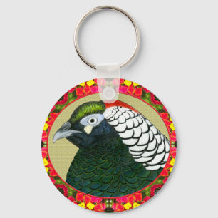 Chaveiro Faisão e Flores de Amherst