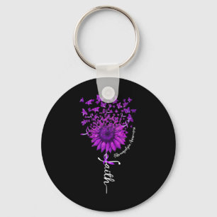 Chaveiro Faith Butterfly Fibromialgia Sunflower Consciência