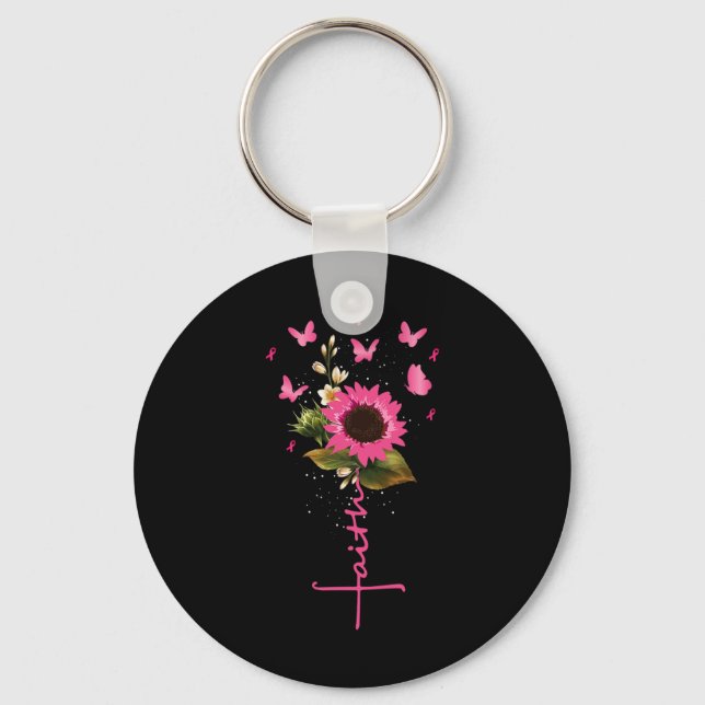Chaveiro Faith Cross Breast Cancer Sensibence Christian Gif (Frente)