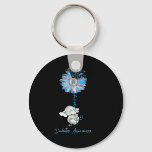 Chaveiro Faith Cute Elephants Sunflower Diabetes Sensibiliz