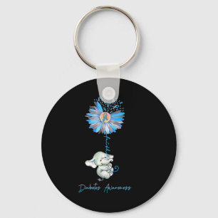 Chaveiro Faith Cute Elephants Sunflower Diabetes Sensibiliz