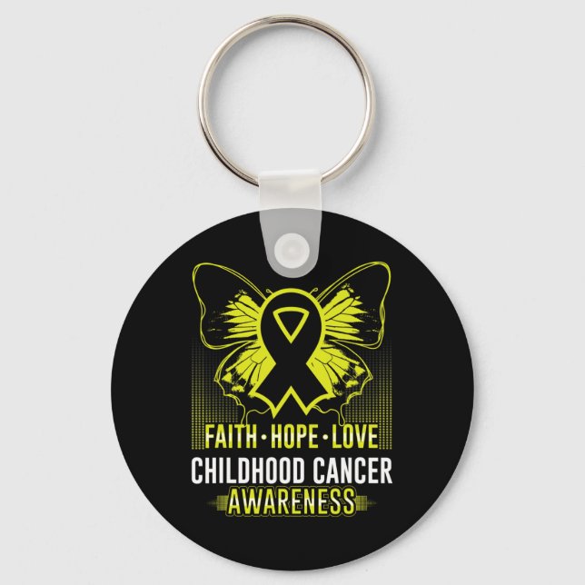 Chaveiro Faith Hope ama a consciência do Cancer infantil Bu (Frente)