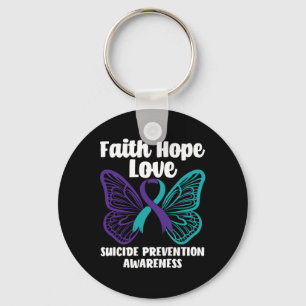 Chaveiro Faith Hope ama Borboleta Suicida Prevenção