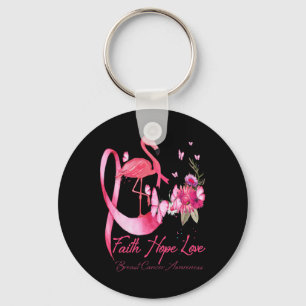Chaveiro Faith Hope ama Cancer de Fama Flamingo Rosa