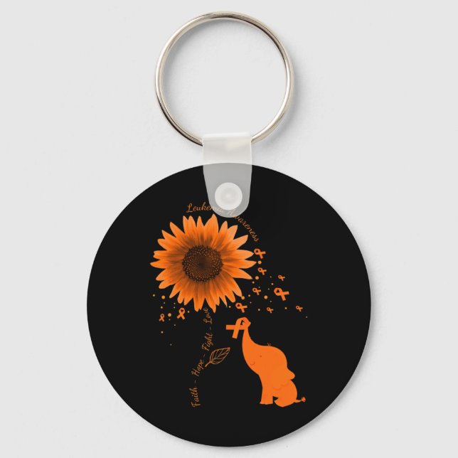 Chaveiro Faith Hope Fight Love Elephflower Leukemia (Frente)