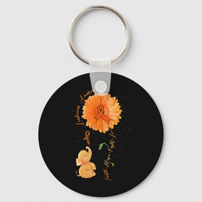 Chaveiro Faith Hope Fight Love Elephflower Leukemia (Frente)