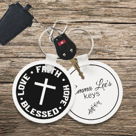 Chaveiro Faith Hope Love Blessed Christian Quote Custom
