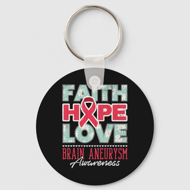 Chaveiro Faith Hope Love Brain Aneurysm Apoio à Consciência (Frente)