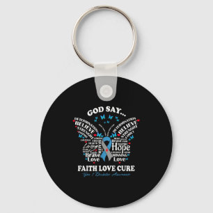 Chaveiro Faith Love Cure Butterfly T1d Tipo 1 Diabetes Awar