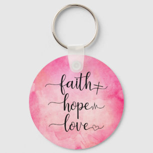 Chaveiro Faith Love Hope Christian Scripting Watercolor