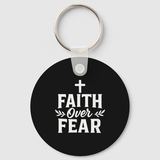Chaveiro Faith Over Fear Christian Motivational Bible Verse (Frente)