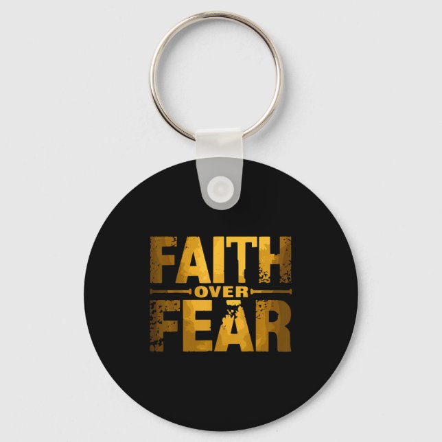 Chaveiro Faith Over Fear Insrational Christian Quote  (Frente)