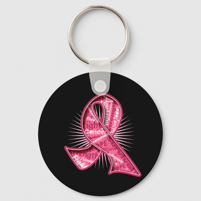 Chaveiro Faixa de Marca d'água do Slogan do Cancer da Mama (Frente)