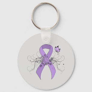 Chaveiro Faixa de Sensibilização da Lavanda com Borboleta