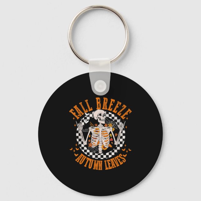 Chaveiro Fall Breeze Autumn Deixa Skeleton Flower Thanksgi (Frente)