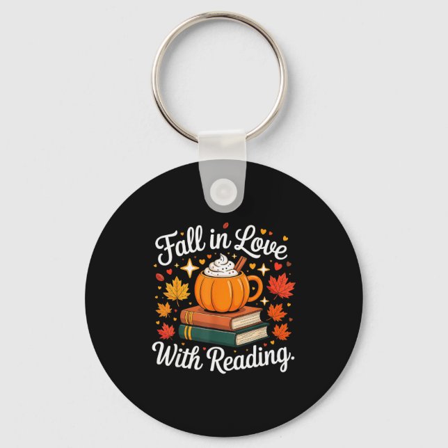 Chaveiro Fall In Love With Reading Autumn Pumpkin Mug Book  (Frente)