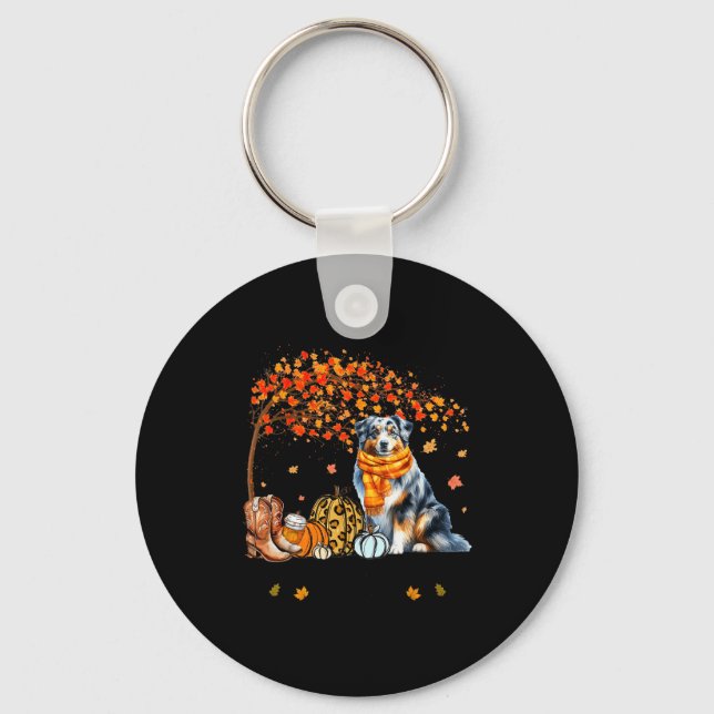 Chaveiro Fall Maple Tree Print Dog Lover Happy Thanksgiving (Frente)