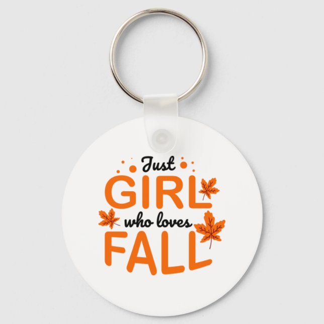 Chaveiro Fall Print Orange Text And Leaves Keychain (Frente)