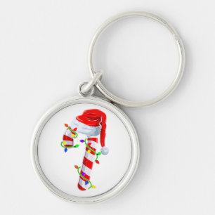 Chaveiro Família Candy Cane Crew de Luzes de Natal Correspo