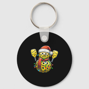 Chaveiro Família de boneco de neve com chapéu de Papai Noel