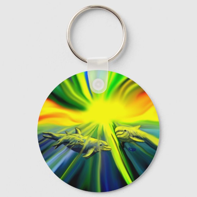 Chaveiro Família de golfinhos no sol (Frente)