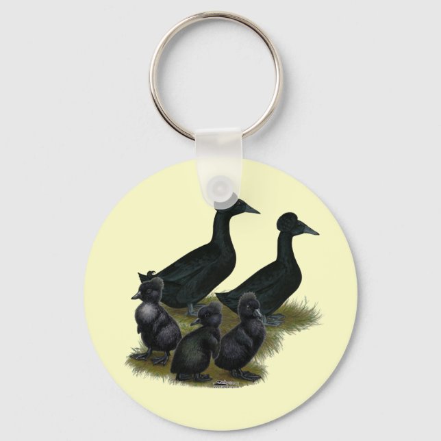 Chaveiro Família de Pato com Crista Preta (Frente)