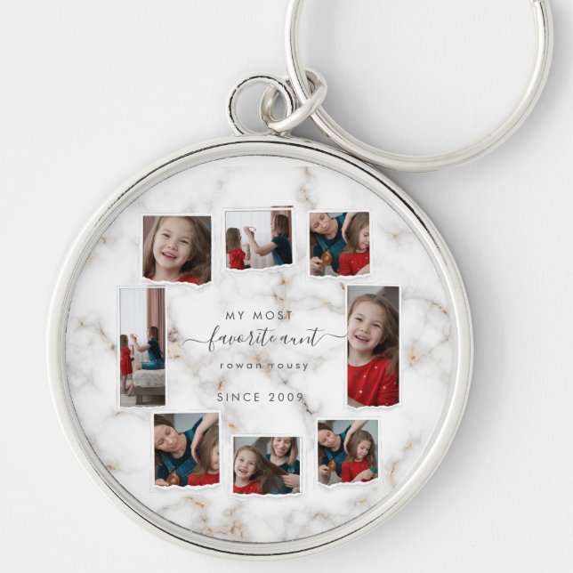 Chaveiro Família Elegante Moderna de Colagem de Fotografias (Frente)