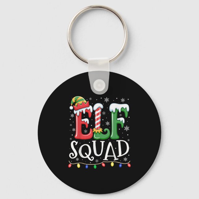 Chaveiro Família Elf Coincidência de Natal Pijama Xmas Squ  (Frente)