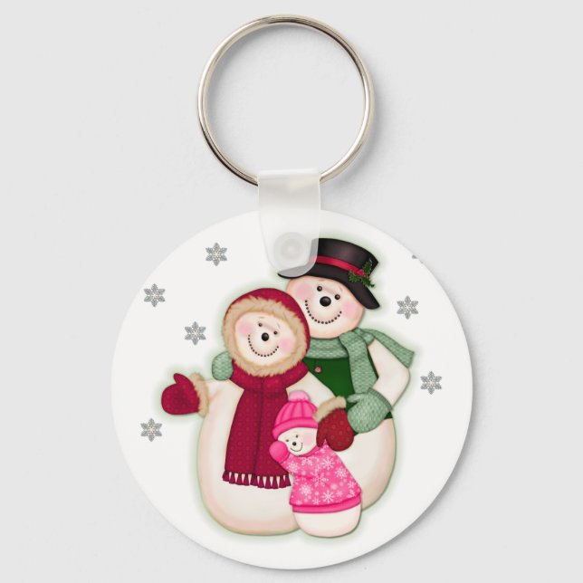 Chaveiro Família Frosty Snowman - Rosa (Frente)