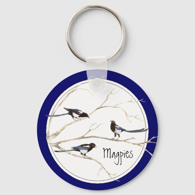 Chaveiro Família Magpie para personalizar, coleção de pássa (Frente)