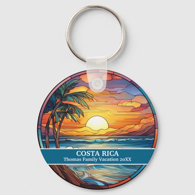 Chaveiro Família Personalizada Costa Rica Trip Faux Vidro A (Frente)