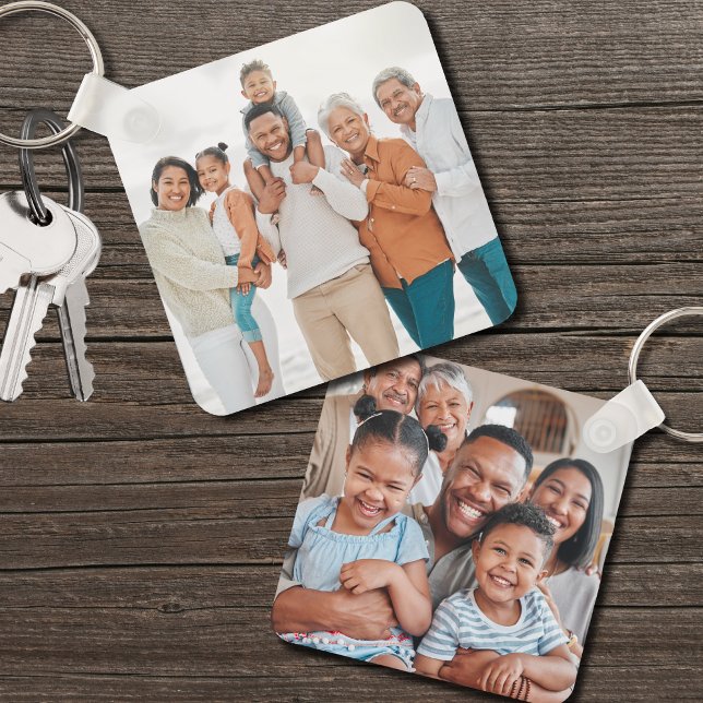 Chaveiro Família Personalizada Dupla Foto em Dois Lados (Personalized Family Double Sided Two Photo keychain)