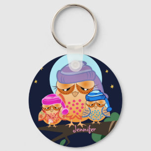 Chaveiro Família Sleepy Owl com nome personalizado