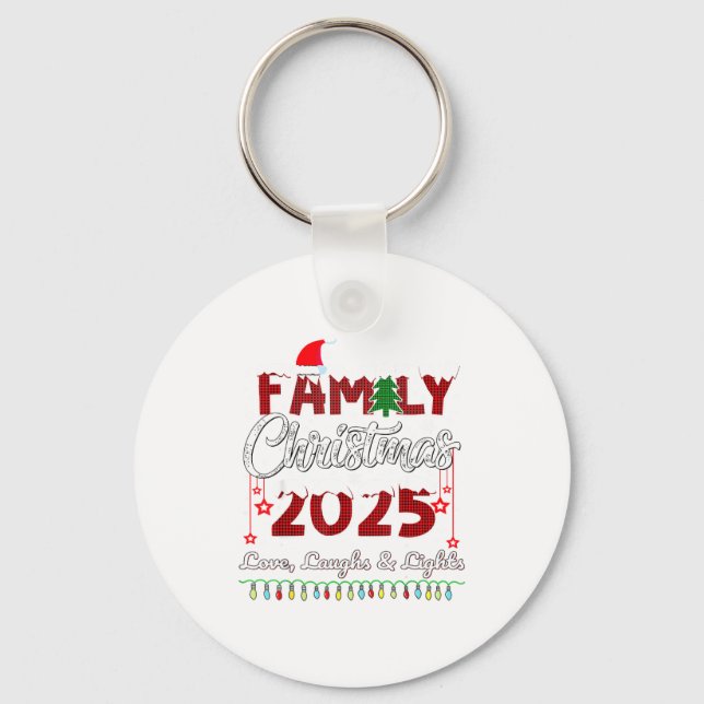 Chaveiro Family Christmas 2025 Love, Laughs And Lights Holi (Frente)