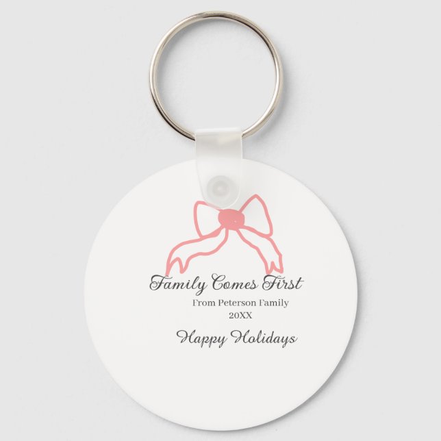 Chaveiro Family comes first red bow family name holidays (Frente)