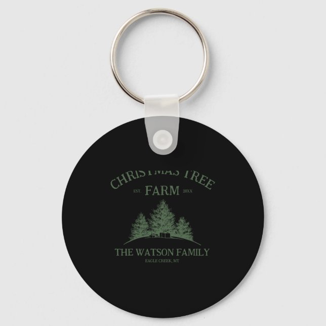 Chaveiro Family Name Christmas Tree Farm Retro  (Frente)