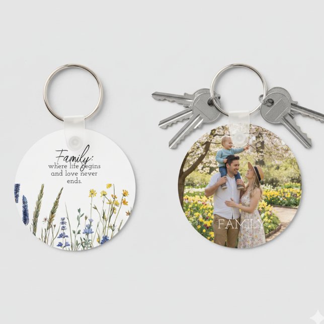 Chaveiro Family Photo & Quote Keychain - Cherished Keepsake (Family photo keychain)