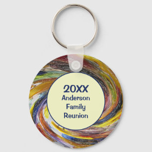Chaveiro Family Reunion Vivid Tie Dye Swirl Abstract Event
