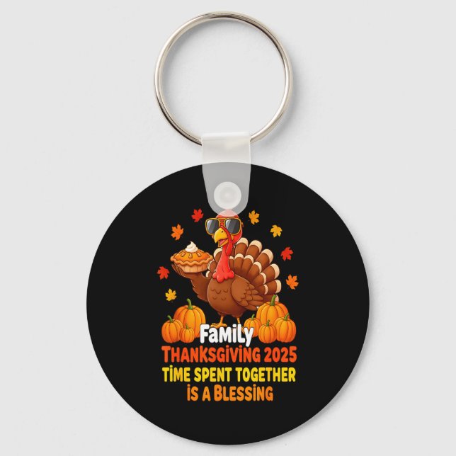Chaveiro Family Thanksgiving Crew 2025 Funny Turkey Matchin (Frente)