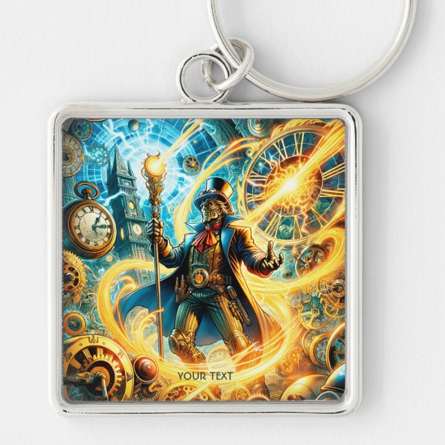 Chaveiro Fantasia adorável feiticeiro do tempo steampunk (Frente)