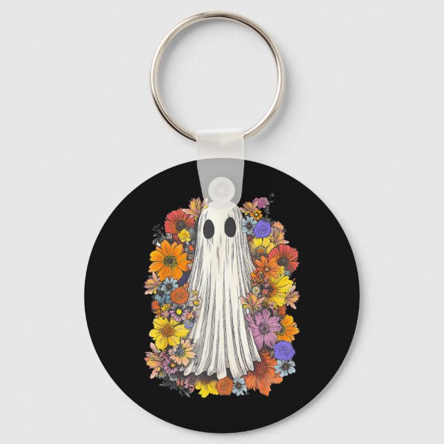 Chaveiro Fantasia Assustadora de Halloween Flor de Fantasma (Frente)