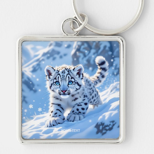 Chaveiro Fantasia Bebe Leopardo de Neve Fofo (Frente)