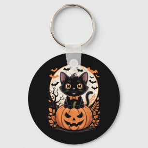 Chaveiro Fantasia de Abóbora de Gato Preto Halloween Outono
