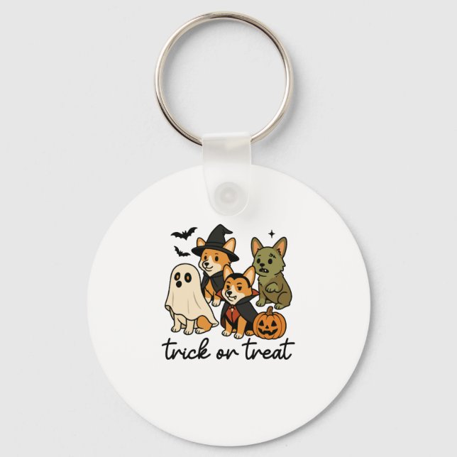 Chaveiro fantasia de corgi halloween (Frente)