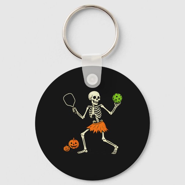 Chaveiro Fantasia de Esqueleto de Halloween de Pickleball A (Frente)